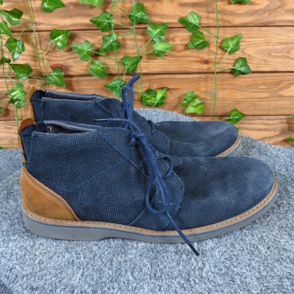 Nunn Bush Barklay Men Chukka Boot Sz 8 Wide Everyday Navy Blue Leather 84793-492